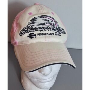 Harley-Davidson Screamin' Eagle Womens Baseball Hat Cap Pink White Strap-Back